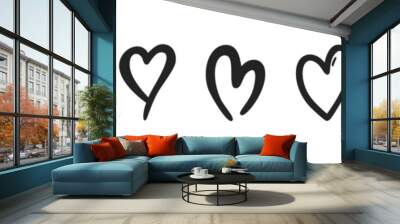 Set of hand drawn love heart valentines doodle sketch vectors Wall mural