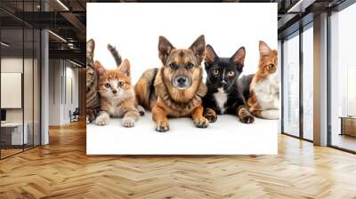 Group of cats and dogs isolated on white background Wall mural