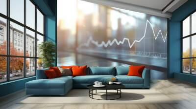 graphic line chart - start-up economic growth - finance data management consulting illustration. Wall mural