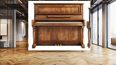 Three antique pianos in different wood finishes isolated on transparent background Wall mural