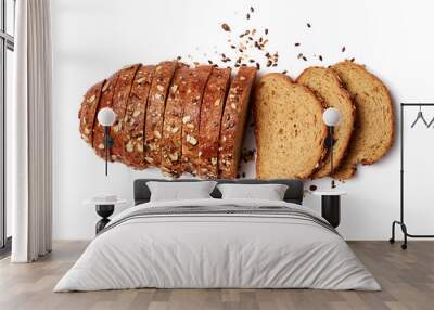 A loaf of sliced bread with oats and flax seeds Wall mural