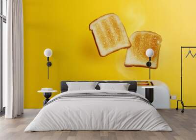 Slices of toast jumping out of the toaster Wall mural