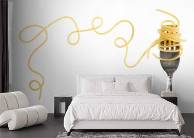 Swirls of cooked spaghetti with fork Wall mural