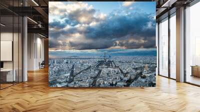 aerial view of Paris with Eiffel Tower  France Wall mural