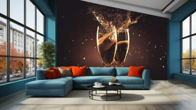 champagne glasses happy New Year Wall mural