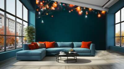 colorful christmas lights background Wall mural