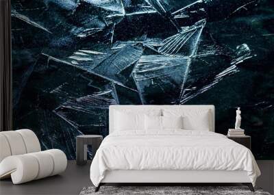 dark blue abstract ice texture background Wall mural