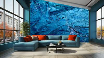 dark blue abstract ice texture background Wall mural