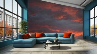 dramatic red sky at sunset Wall mural