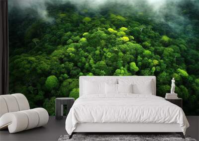 drone view of lush green rainforest esg concept Wall mural