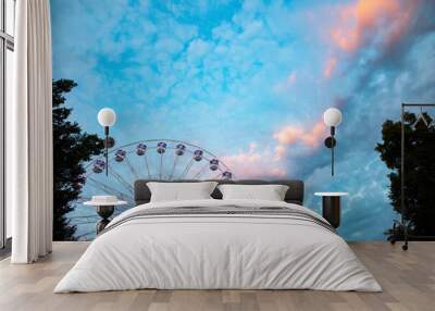 ferries wheel and sunset sky Wall mural