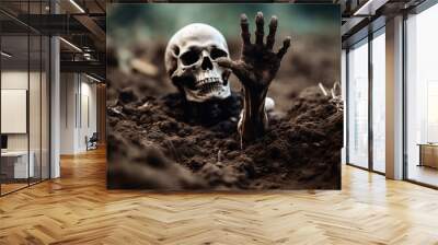 halloween dead hand coming of of earth Wall mural