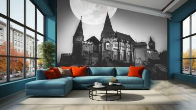 haunted castle at night in transylvania halloween background Wall mural