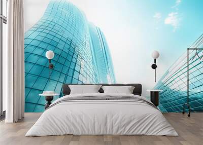 low angle view of futuristic architecture skyscrapers Wall mural