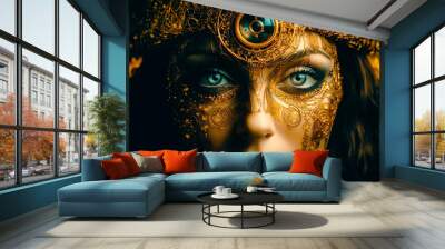 magic woman with third eye open esoteric background Generative AI Wall mural