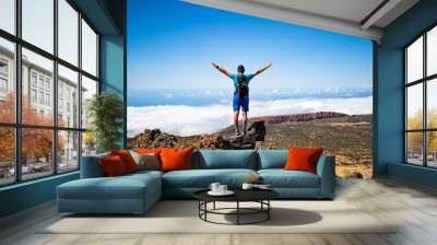 man hiking in El Teide national park  Tenerife Wall mural