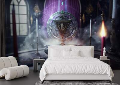 tarot cards and smoke freemasonry symbols Wall mural