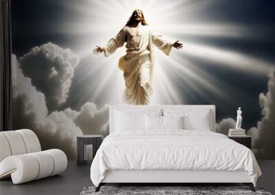 the resurrected Jesus Christ ascending to heaven Wall mural