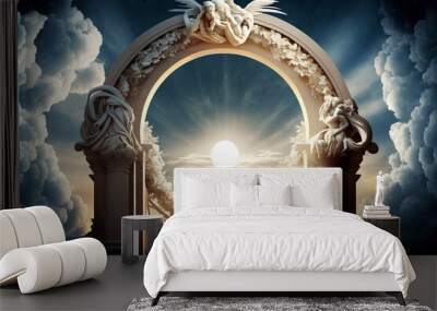 white clouds and marble door in heaven Wall mural