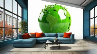 world environment and Earth day concept green globe on white Generative AI Wall mural