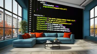 Code background. Android application development code with Java language is on the screen. Wall mural