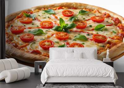 Cheesy Italian pizza isolated on transparent background Wall mural