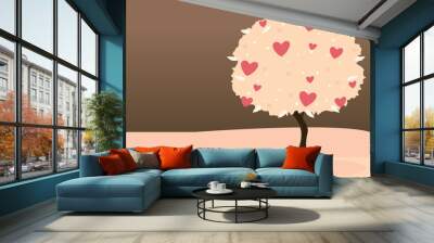 pink heart tree 2 Wall mural