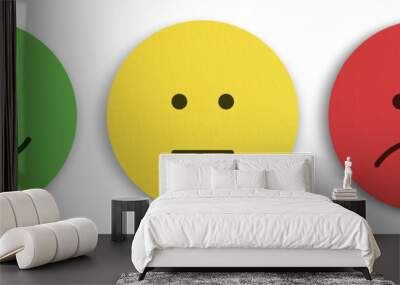 Positive Neutral and Negative Smiley Face Concept Isolated from Background Wall mural