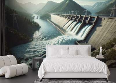 renewable resources, dam on the river Wall mural