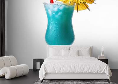  Blue Hawaiian cocktail isolated on white background  Wall mural