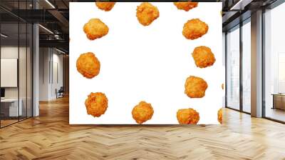 Chicken nuggets in a graphic frame border, with white background Wall mural