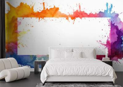 Copyspace, rectangle blank white space - abstract watercolor background with watercolor splashes Wall mural