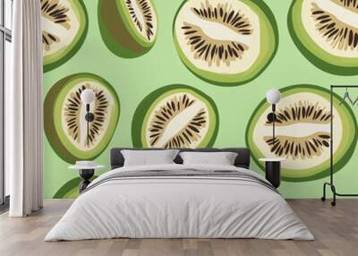 Flat design kiwi fruit seamless pattern Wall mural