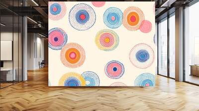 Pastel colored seamless background with concentric circles Wall mural