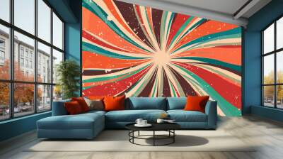 abstract retro dirty grunge vintage starburst. vintage sunburst wallpaper. swirl light rays. old pap Wall mural