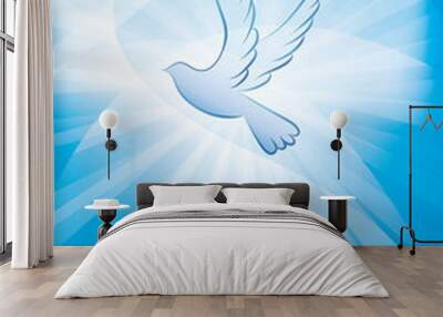 Christian baptism symbol with dove and waves of water. Religious sign Wall mural