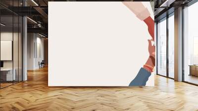 Group hands on top of each other of diverse multi-ethnic and multicultural people.Diversity people. Concept of teamwork community and cooperation.Diverse culture.Racial equality.Oneness Wall mural