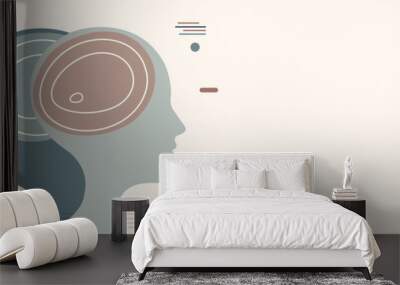 Metaphor bipolar disorder mind mental. Double face. ood disorder concept. Bipolar disease. Split personality. Psychology. Mental health. Psychiatry. OurMindMatter. 2 head silhouette Wall mural