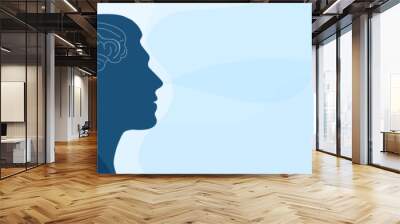 Metaphor bipolar disorder mind mental. Double face. Split personality. Concept mood disorder. Psychology. 2 Head silhouette. Dual personality concept. Mental health. Psychiatry. Banner Wall mural