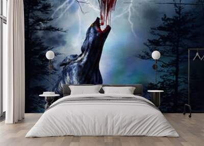 Beast and a bloody moon Wall mural