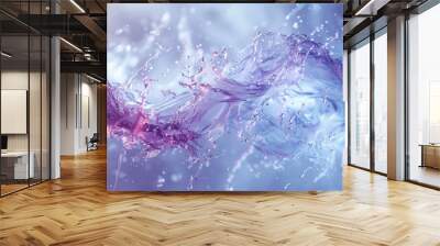 Abstract flowing fabric with sparkles on a white background. Digital artwork of pastel purple and blue gradient color with swirling smoke or cloud texture. Motion shot of smooth fluid wave. AIG53. Wall mural