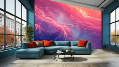 Abstract flowing waves with vibrant red and blue hues. Digital artwork of gradient vibrant pastel color background with fluid texture and liquid movement. Creative design concept. Motion shot. AIG51. Wall mural