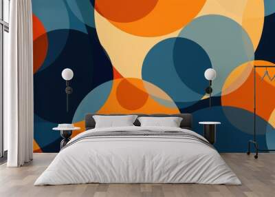 Abstract geometric shapes in blue and orange color palette. Various circles and lines. Digital artwork of colorful circle overlapping together. Abstract image of geometric shape structure. AIG51. Wall mural