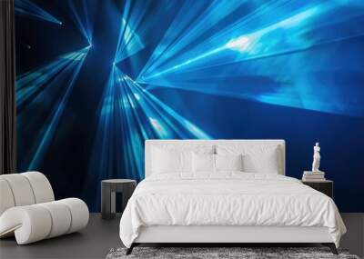 Abstract picture of blue light particle with digital technology style design connecting become dynamic of electric wave movement represent about flowing of data or structure of network system. AIG53. Wall mural