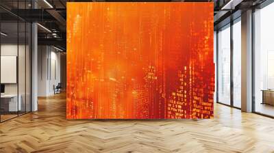 Abstract picture orange particle with digital technology style design with the coding data flow show dynamic movement represent about programming by programmer or problem solve by encryption. AIG53. Wall mural