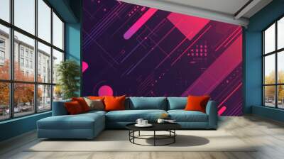 Abstract red purple line effect on surface of modern template design express seamless style scene. Digital form of object scenery in contemporary pattern perfect for wallpaper and background. AIG51. Wall mural