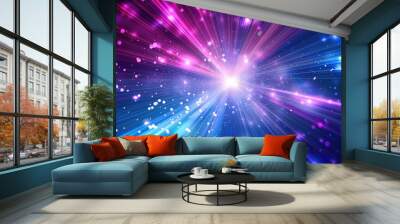 Laser beam effect explode with sparkling shine and emit wonderful light on background convey sense of energy move in straight explosion on space perfect for fantasy science or magic fictional. AIG53. Wall mural