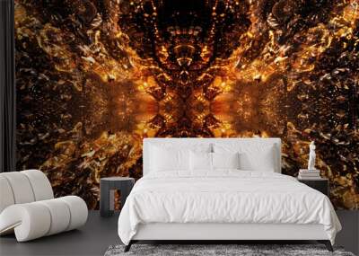 Modern abstract art of gold light effect designed by elegant and complex flow. Seamless golden particle in cyberspace create sparkling and beautiful pattern perfect for luxury style background. AIG53. Wall mural