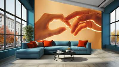 Romance picture of person hold lovely couple hand. Romantic people romantically show love hold hands together symbolized sharing happiness and sadness as married husband and wife become family. AIG53. Wall mural