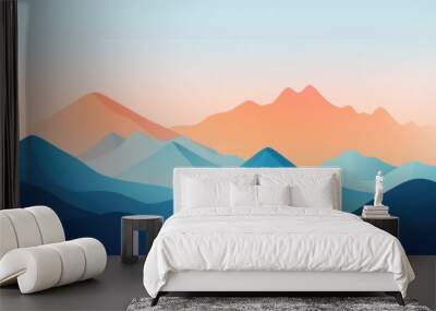 The abstract picture of the blue mountain that painted with geometry and layers of the hills, abstract art is style of art that does not attempt to represent an accurate depiction of reality. AIG51. Wall mural